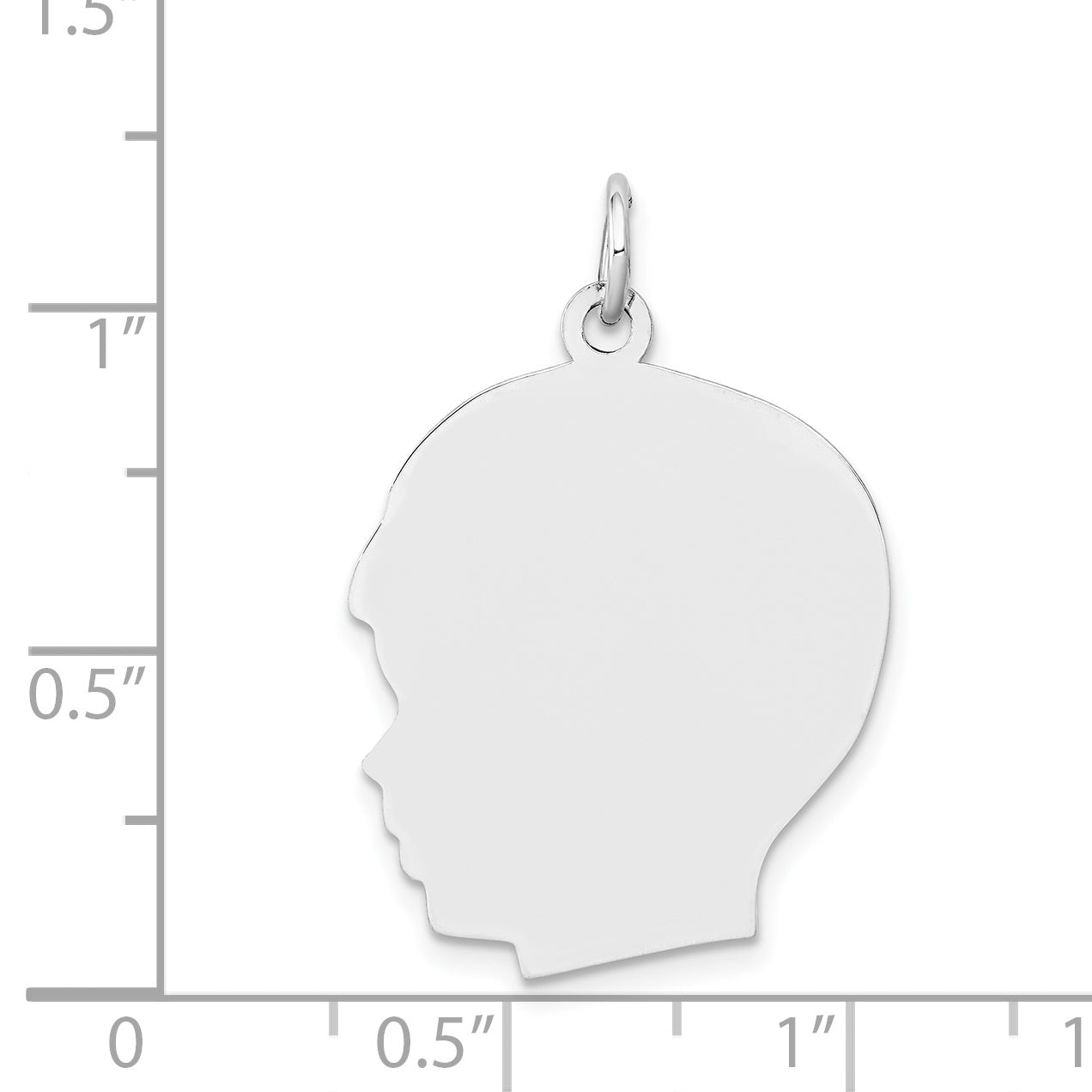 14k White Gold 14k White Plain Large.011 Depth Facing Left Engravable Boy Charm