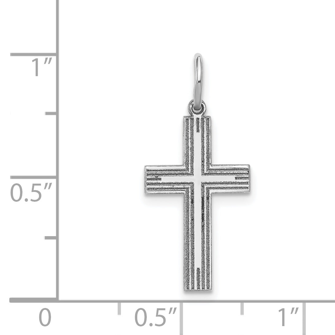 14k White Gold 14k White Gold Solid Laser Etched Cross Pendant