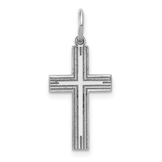 14k White Gold 14k White Gold Solid Laser Etched Cross Pendant