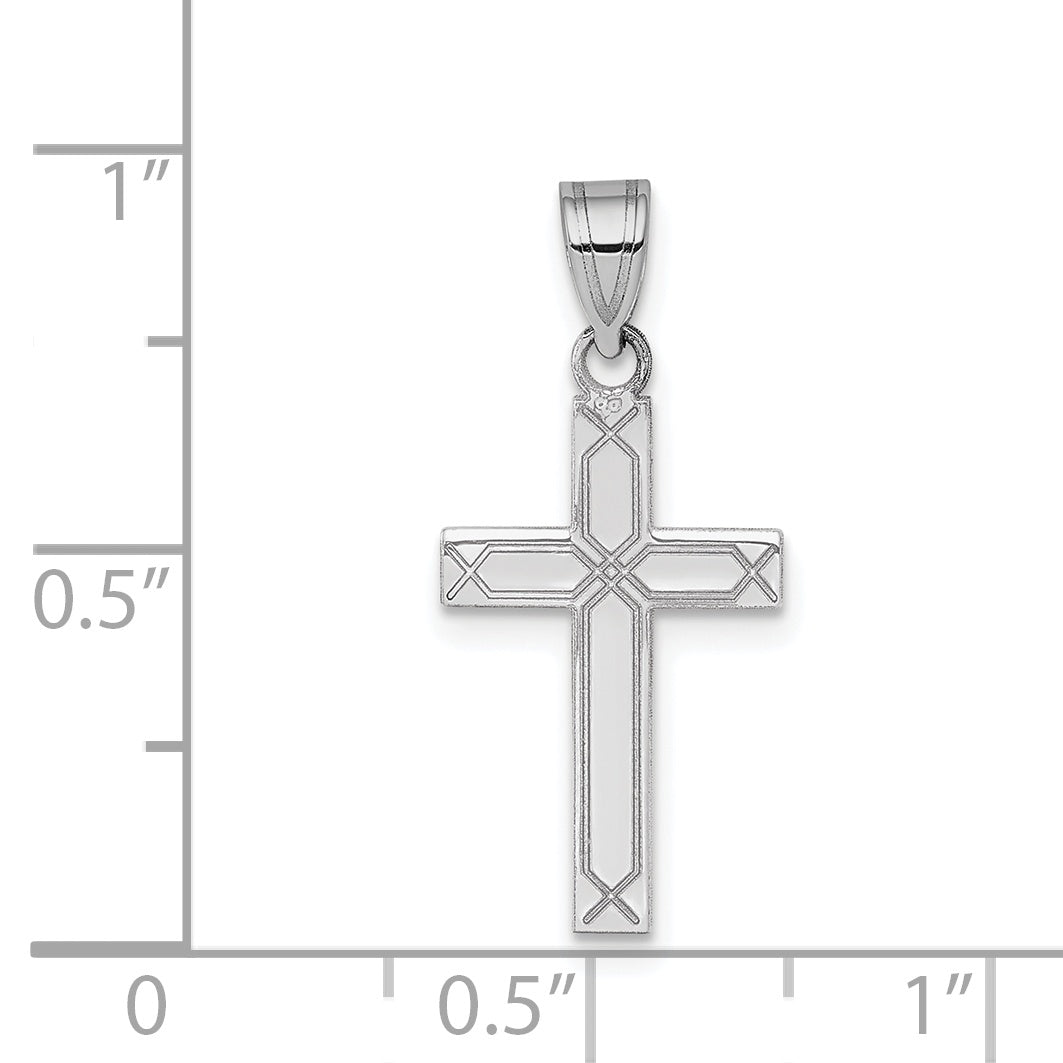 14k White Gold 14k White Gold Solid Laser Etched Cross Pendant