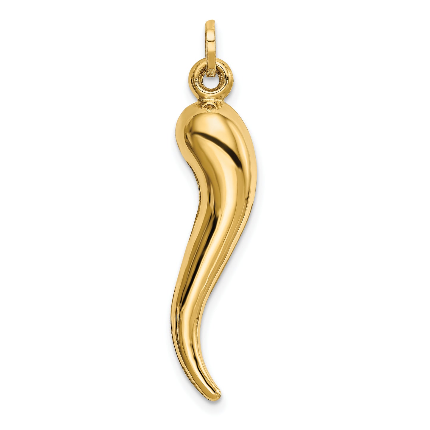 14k Yellow Gold 14k Hollow 3D Italian Horn Charm