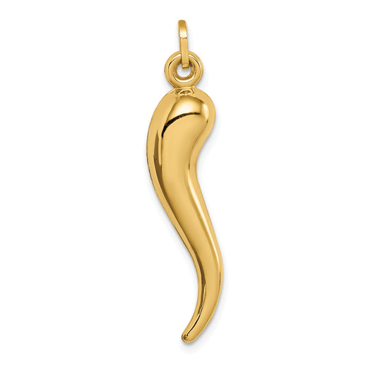 14k Yellow Gold 14k Hollow 3D Italian Horn Charm