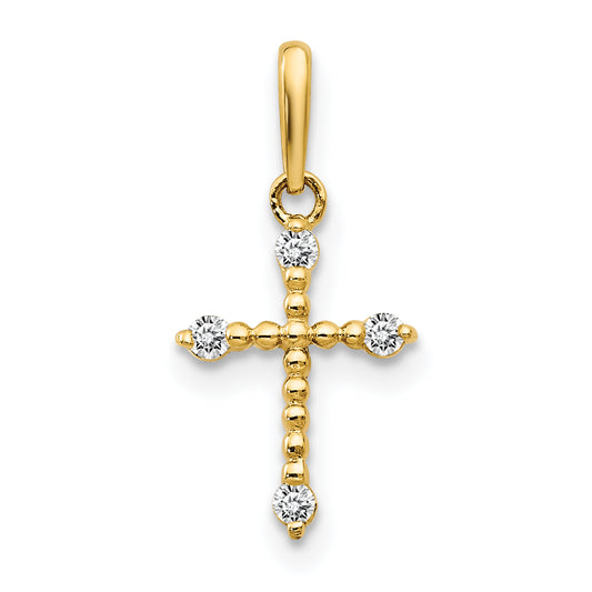 14k Yellow Gold 14k CZ Children's Cross Pendant