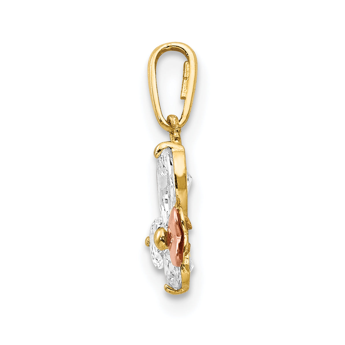 14k Two-tone 14k Yellow and Rose Gold CZ Children's Butterfly Pendant