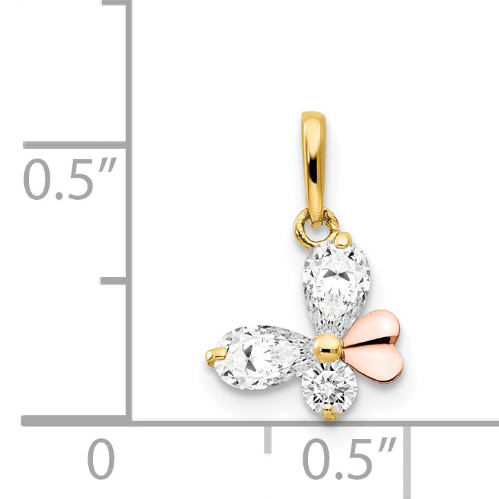 14k Two-tone 14k Yellow and Rose Gold CZ Children's Butterfly Pendant