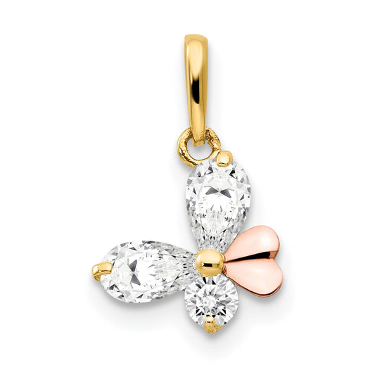 14k Two-tone 14k Yellow and Rose Gold CZ Children's Butterfly Pendant