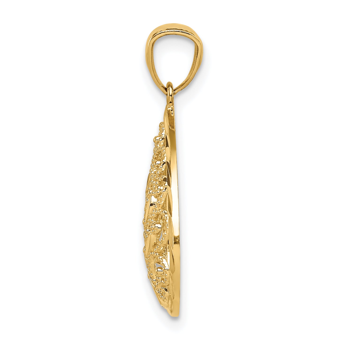 14k Yellow Gold 14K Gold Polished and Textured Small Filigree Teardrop Pendant