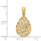 14k Yellow Gold 14K Gold Polished and Textured Small Filigree Teardrop Pendant