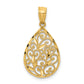 14k Yellow Gold 14K Gold Polished and Textured Small Filigree Teardrop Pendant