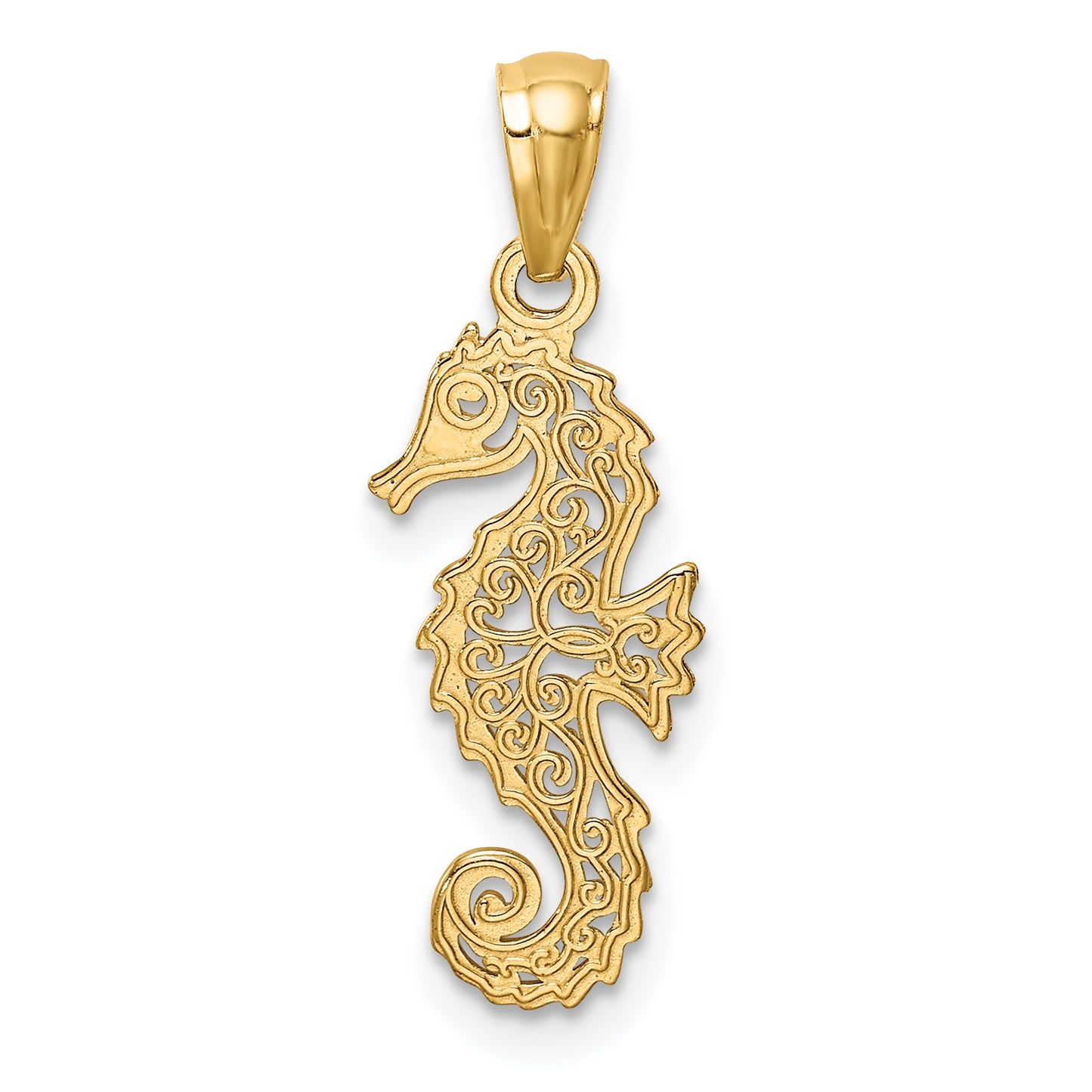 14k Yellow Gold 14k Gold Polished Filigree Seahorse Pendant