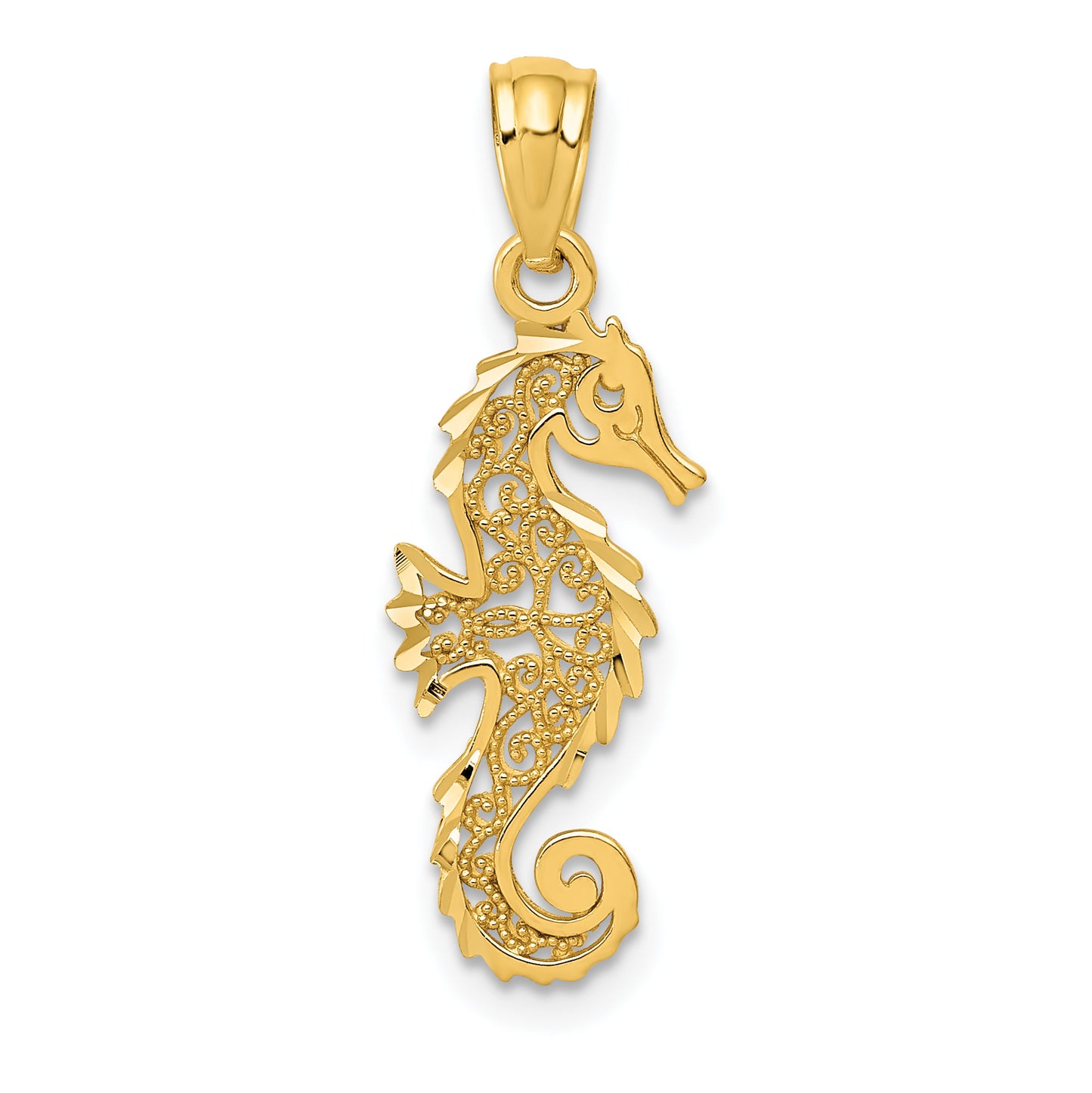 14k Yellow Gold 14k Gold Polished Filigree Seahorse Pendant