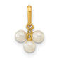 14k Yellow Gold 14ky Childrens Polished White Freshwater Cultured Pearl & CZ Pendant