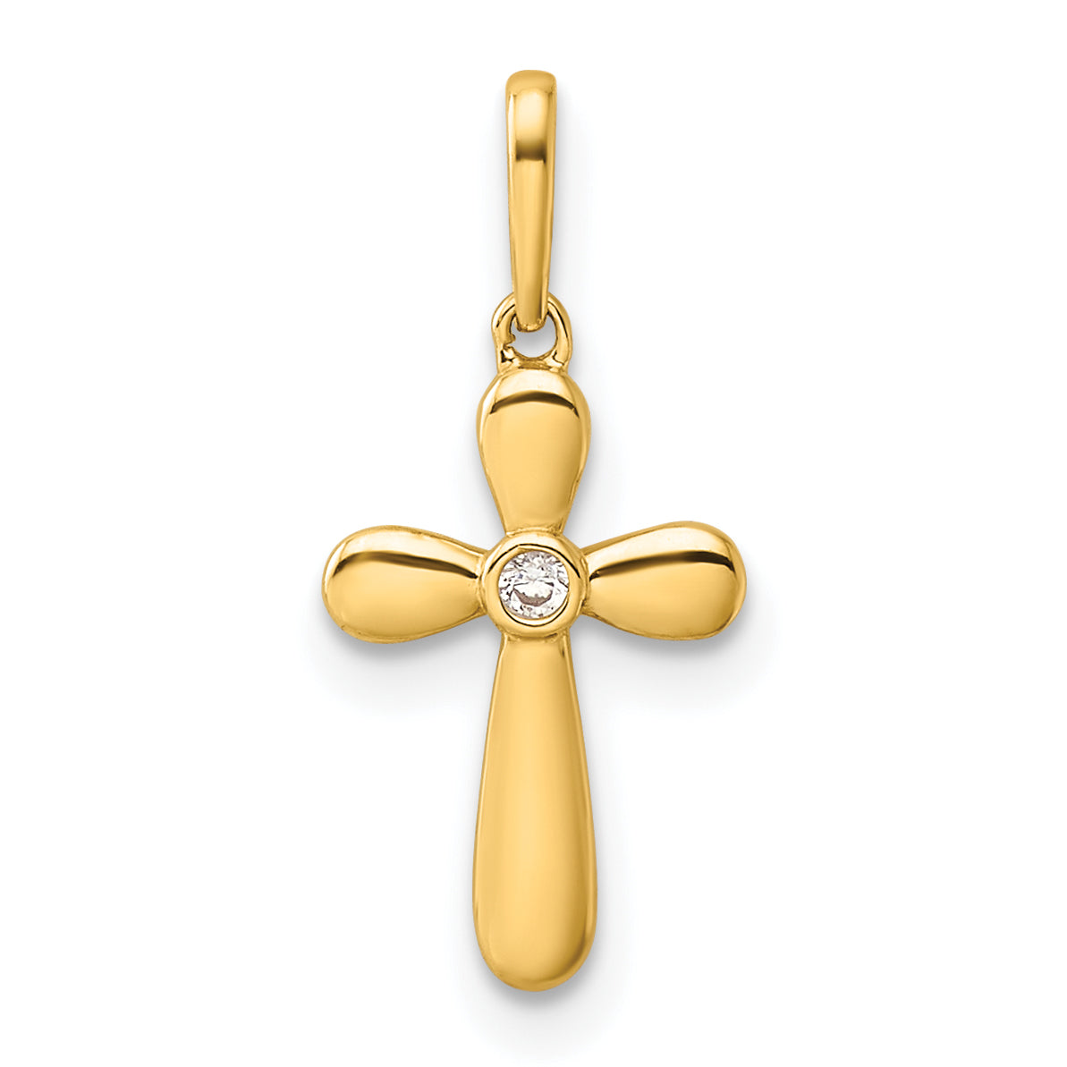 14k Yellow Gold 14k Childrens CZ Cross Pendant