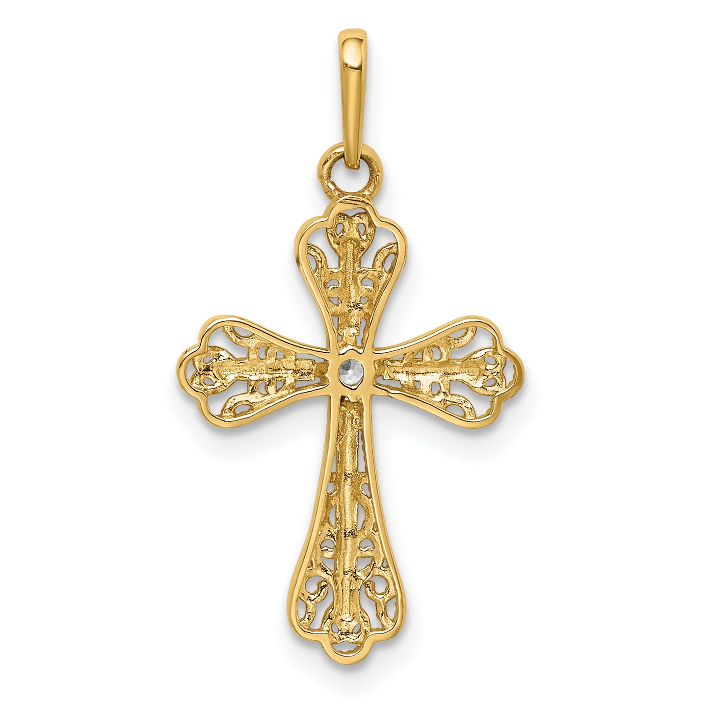 14k Yellow & Rhodium 14K w/White Rhodium CZ Cross Pendant