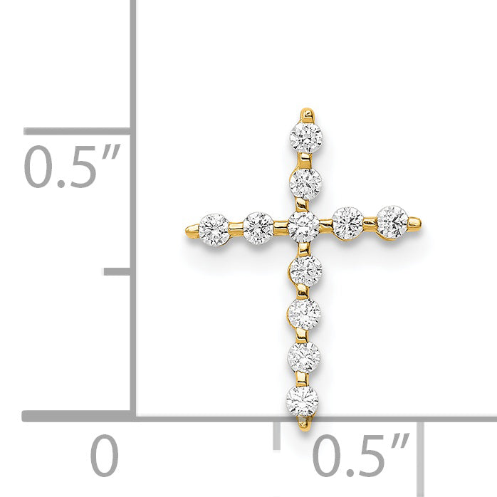 14k Yellow Gold 14K CZ Cross Pendant Chain Slide