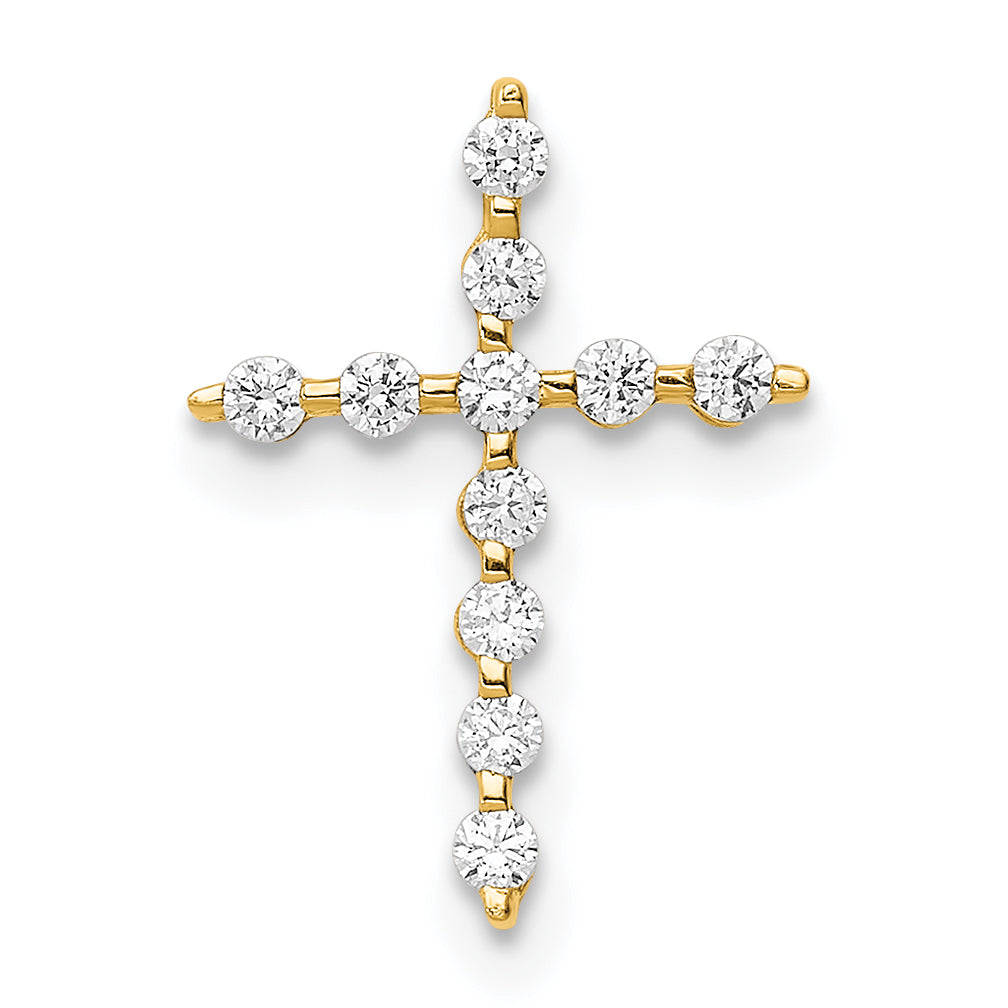 14k Yellow Gold 14K CZ Cross Pendant Chain Slide