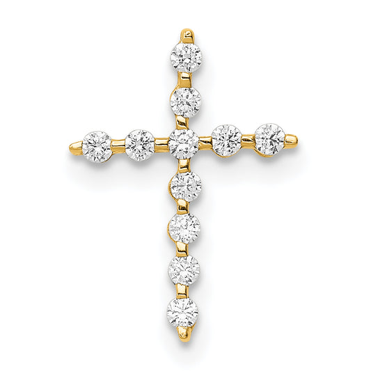 14k Yellow Gold 14K CZ Cross Pendant Chain Slide