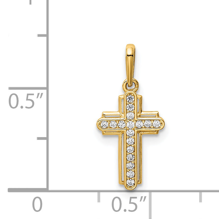 14k Yellow Gold 14K Cross CZ Pendant