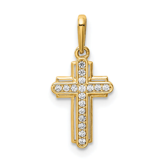 14k Yellow Gold 14K Cross CZ Pendant