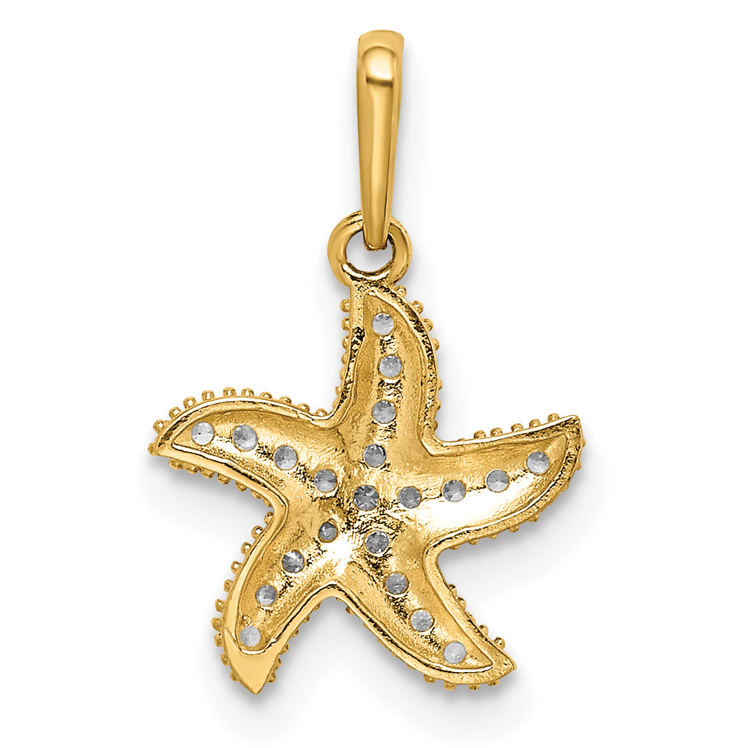 14k Yellow Gold 14K CZ Starfish Pendant