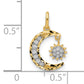 14k Yellow Gold 14k CZ Diamond-cut Moon and Star Pendant