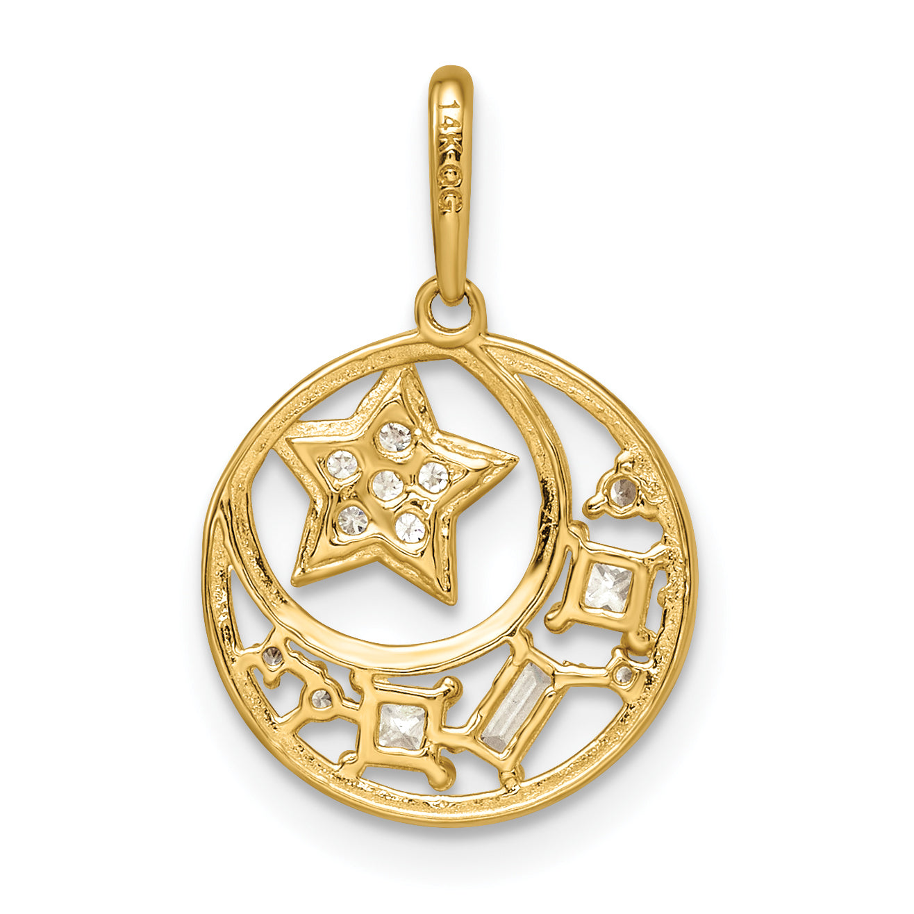 14k Yellow Gold 14k CZ Star & Moon Pendant