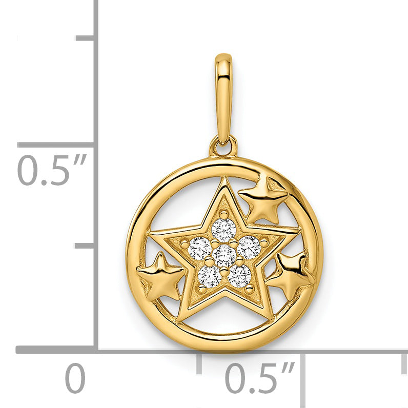 14k Yellow Gold 14k CZ Stars Circular Pendant