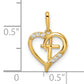 14k Yellow Gold 14k CZ Heart with Cross Pendant