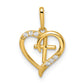 14k Yellow Gold 14k CZ Heart with Cross Pendant