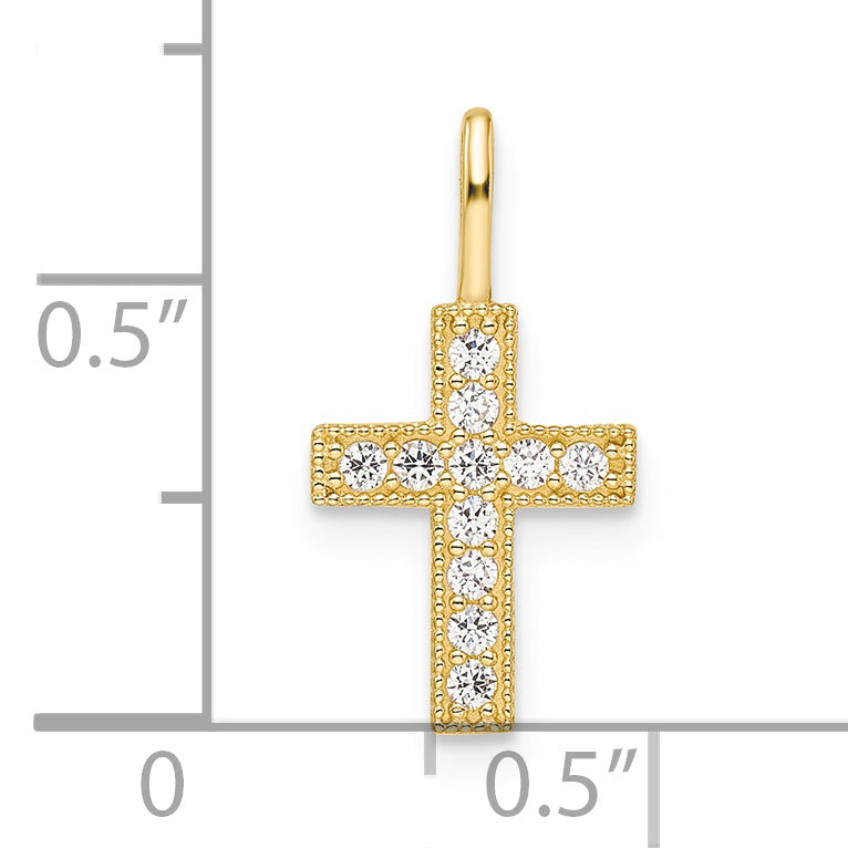 14k Yellow Gold 14k CZ Cross Pendant