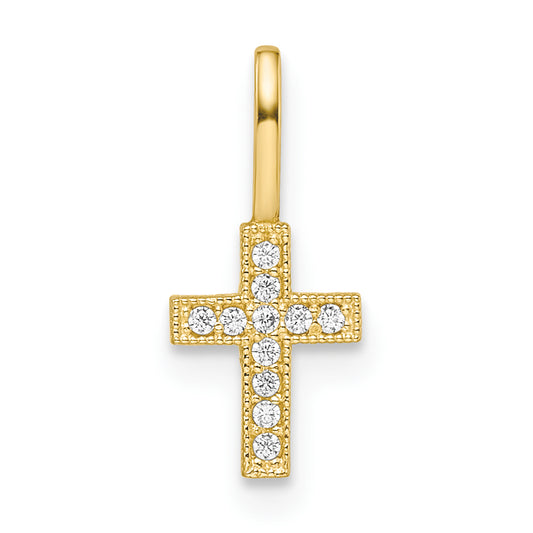 14k Yellow Gold 14k CZ Cross Pendant