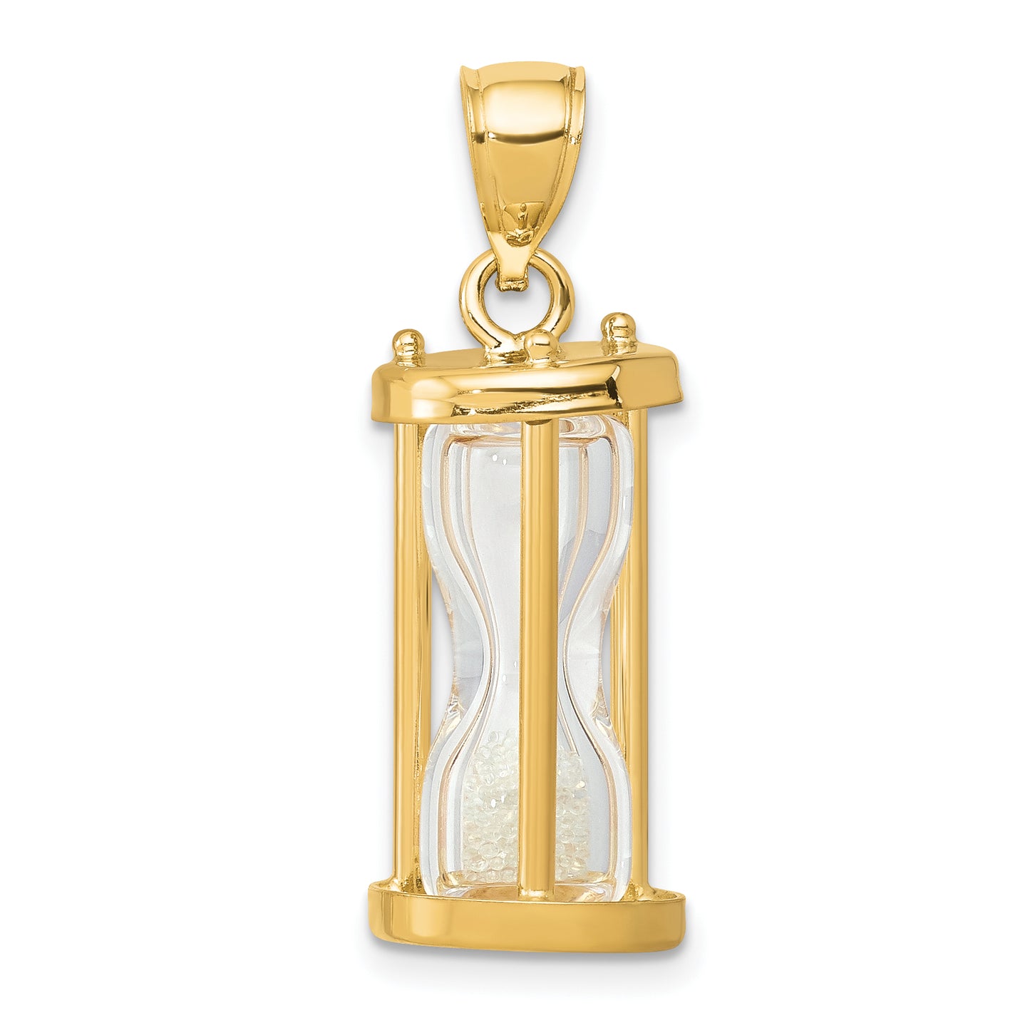 14k Yellow Gold 14k Polished 3-D Plastic Hourglass w/ Beads Charm