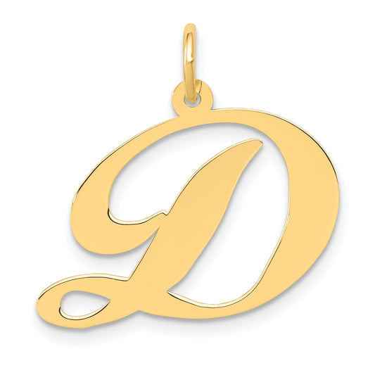 14k Yellow Gold 14k Large Fancy Script Letter D Initial Charm