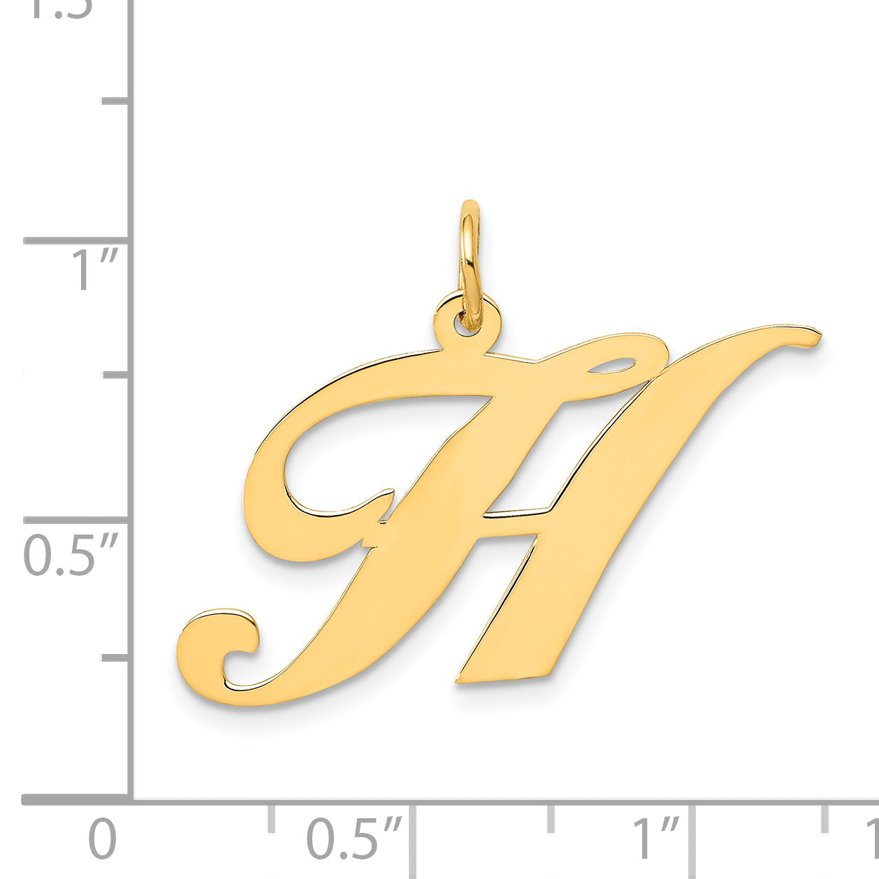 14k Yellow Gold 14k Large Fancy Script Letter H Initial Charm