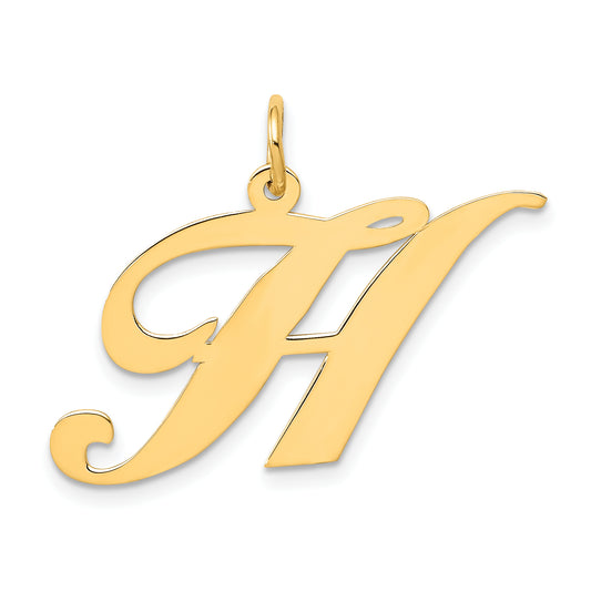 14k Yellow Gold 14k Large Fancy Script Letter H Initial Charm