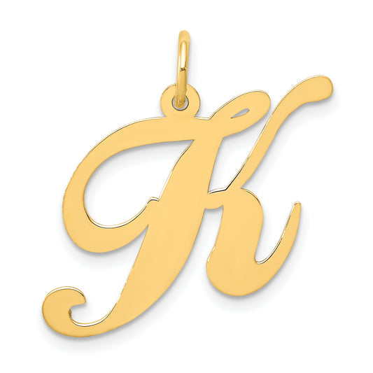 14k Yellow Gold 14k Large Fancy Script Letter K Initial Charm