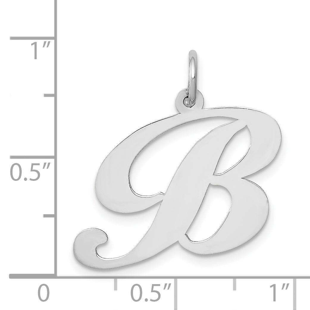 14k White Gold 14k White Gold Large Fancy Script Letter B Initial Charm