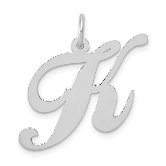 14k White Gold 14k White Gold Large Fancy Script Letter K Initial Charm