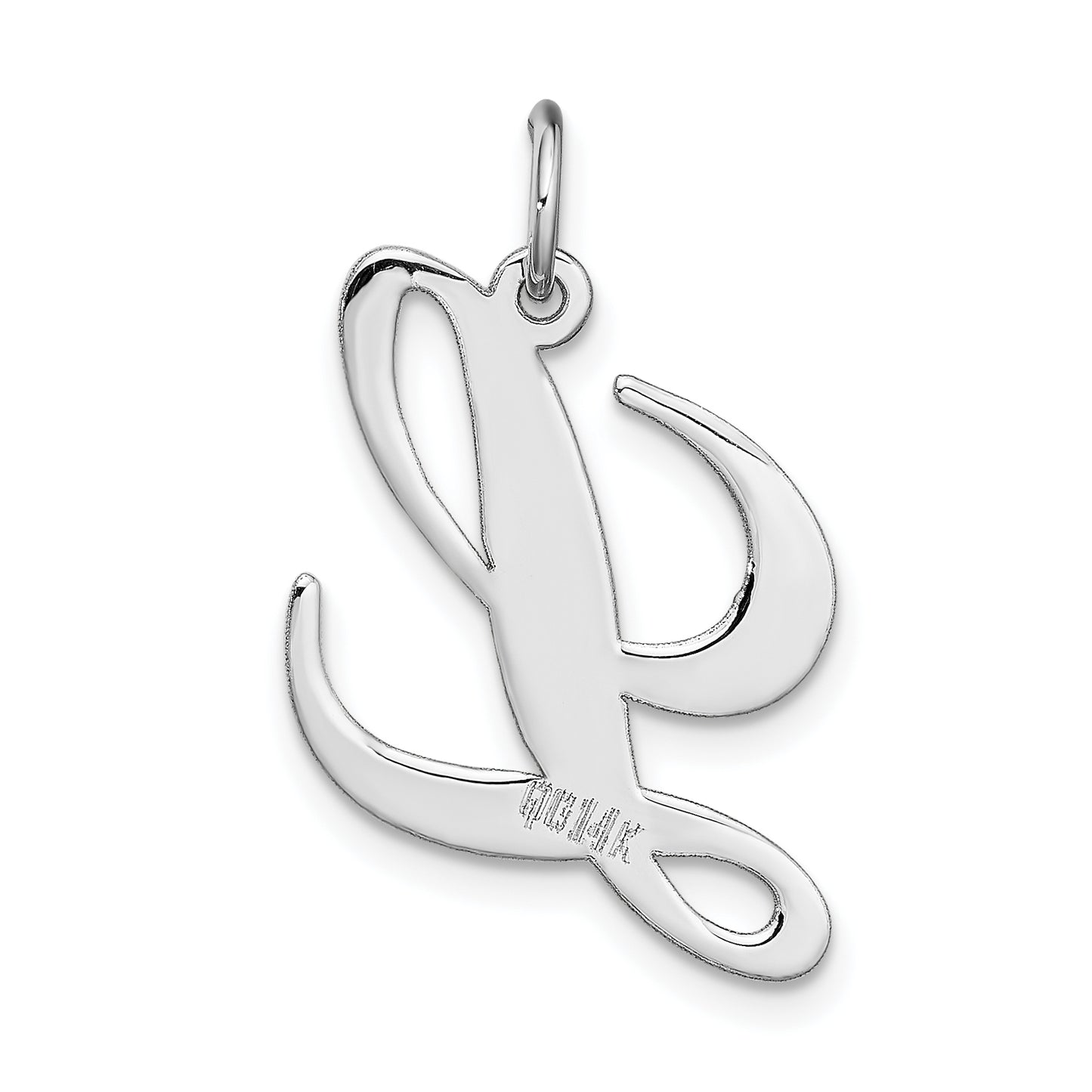 14k White Gold 14k White Gold Large Fancy Script Letter L Initial Charm