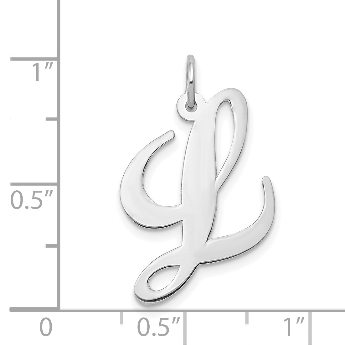 14k White Gold 14k White Gold Large Fancy Script Letter L Initial Charm