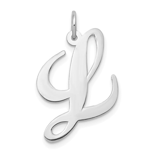 14k White Gold 14k White Gold Large Fancy Script Letter L Initial Charm