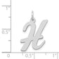 14k White Gold 14k White Gold Large Script Letter H Initial Charm