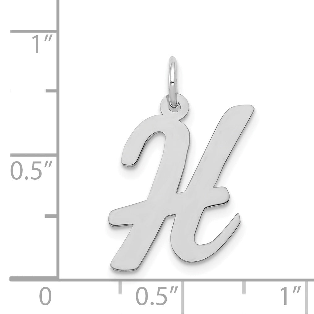 14k White Gold 14k White Gold Large Script Letter H Initial Charm