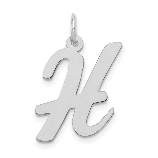 14k White Gold 14k White Gold Large Script Letter H Initial Charm