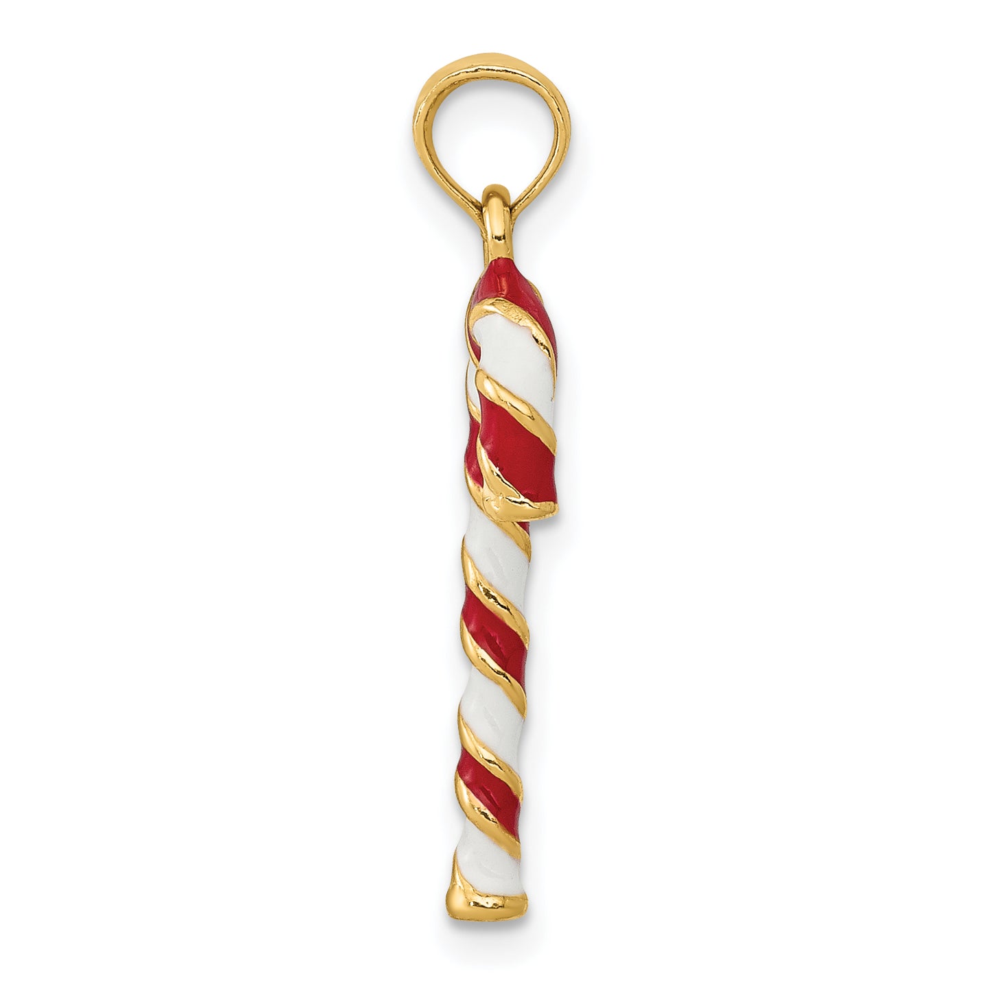 14k Yellow Gold 14k 3D Enameled Candy Cane Charm