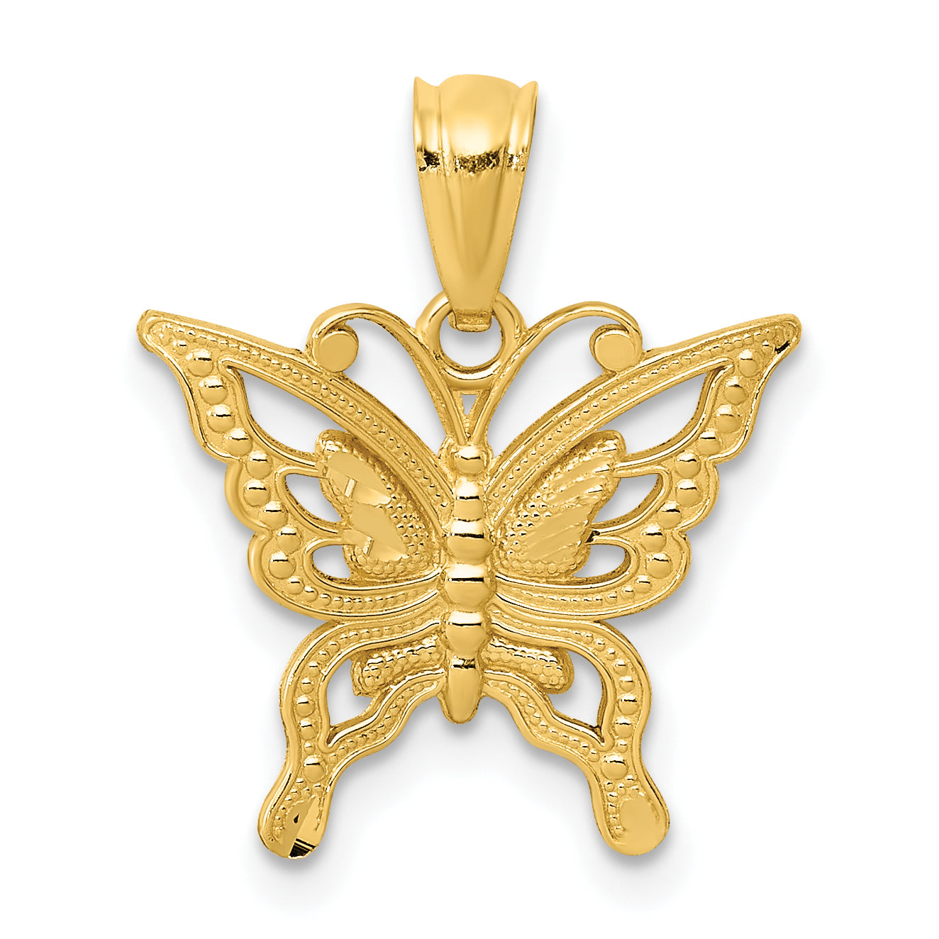 14k Yellow Gold 14k Diamond-cut Butterfly Pendant