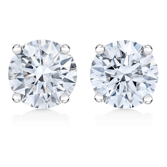 Original AGS Certified 14K White Gold 1.0 Cttw 4-Prong Set Brilliant Round-Cut Solitaire Diamond Push Back Stud Earrings (H-I Color, SI2-I1 Clarity)