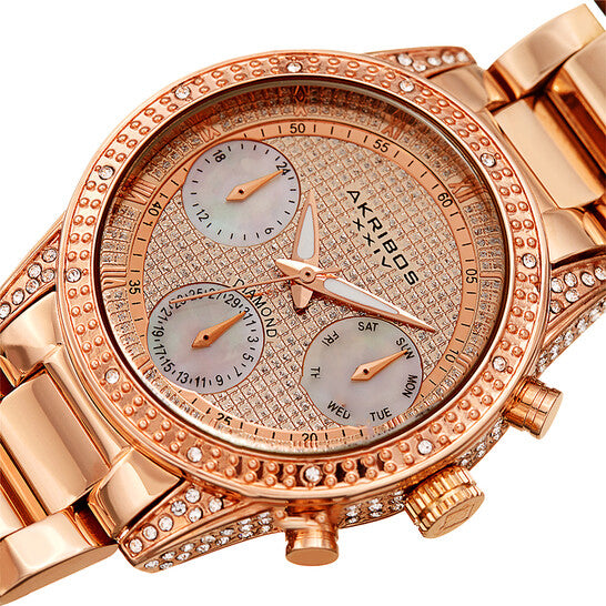 Original Akribos XXIV Diamond Rose Gold Dial Men's Watch AK1038RG