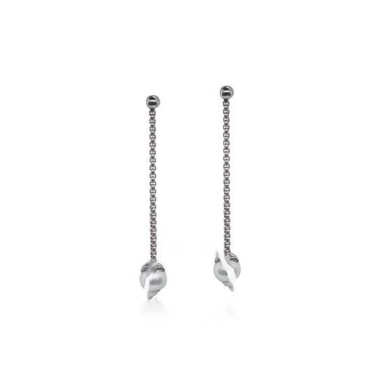 Original ALOR Grey Chain Reaction Freshwater Pearl Drop Earrings