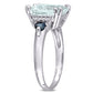 Original Amour 0.04 CT TDW Diamond and 3 1/3 CT TGW Ice Aquamarine w/ Sapphire Cocktail Ring in Sterling Silver